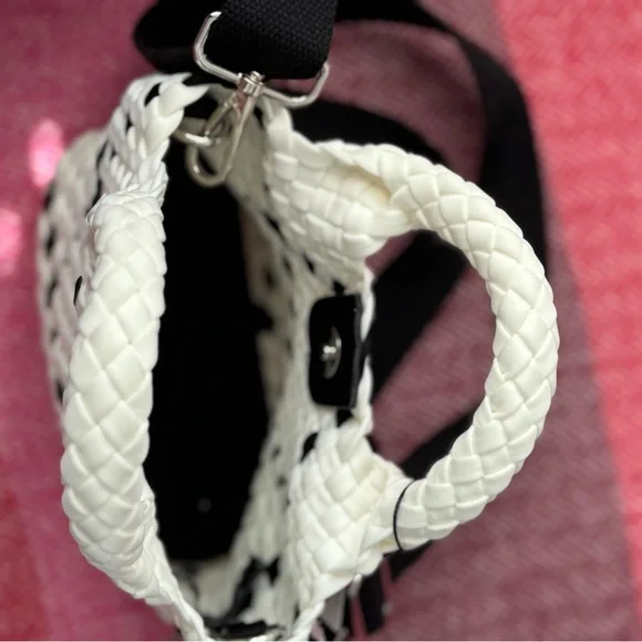BCBGMaxAzria Black and White Woven Crossbody Bag - Picture 2 of 2